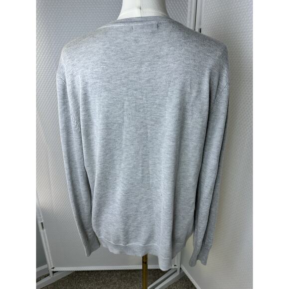 Esperanza Gray Embroidered Floral XL Sweater Cardigan Secretary Retro - Picture 5 of 10